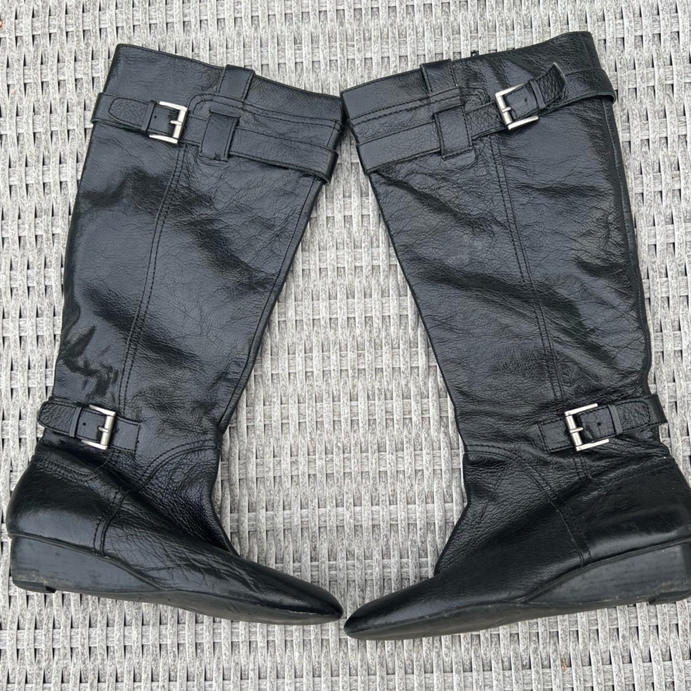 Nine West Black Leather “Kenway” Buckle Boot 7.5